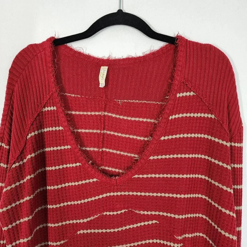 Free People Striped Sunset‎ Park Thermal Tunic Waffle Knit Bohemian sz Medium